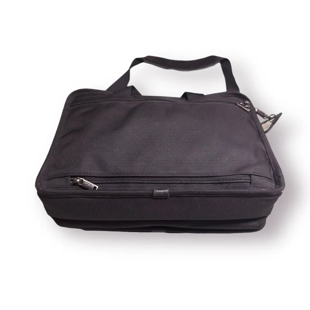 TUMI Alpha Laptop Messenger Ballistic Black Nylon & Leather Briefcase Travel Bag